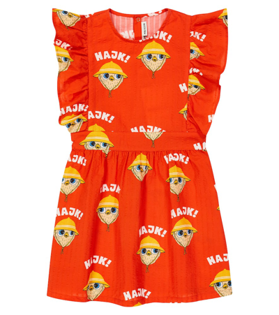 Mini Rodini Kids' Girls Red Organic Cotton Owl Dress