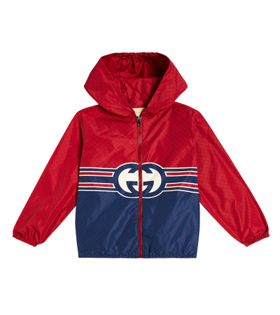 Gucci Kids Interlocking G Printed Zip In Blue