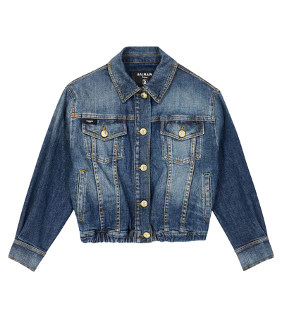 Balmain Kids' 牛仔夹克 In Blue