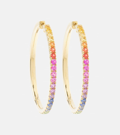 Robinson Pelham Giant Orbs 14kt Gold Hoop Earrings With Sapphires In Multicoloured