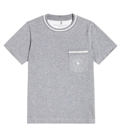 Brunello Cucinelli Kids' Cotton Jersey T-shirt In Grey