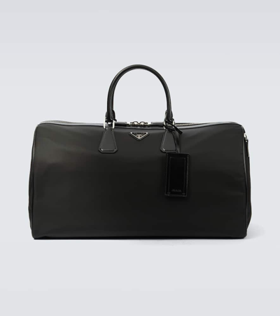 Prada Weekender Mit Leder In Black