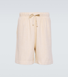 Burberry Solid Color Shorts With Equestrian Knight Print In Beige