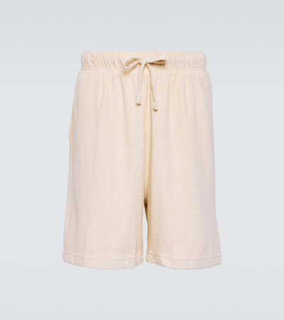 Burberry Logo Printed Drawstring Bermuda Shorts In Beige