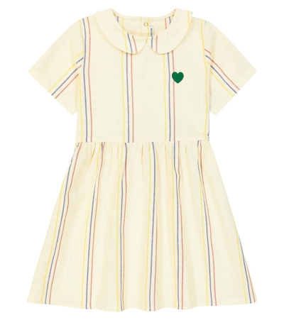 Mini Rodini Kids' Striped Cotton And Linen Dress In Neutrals