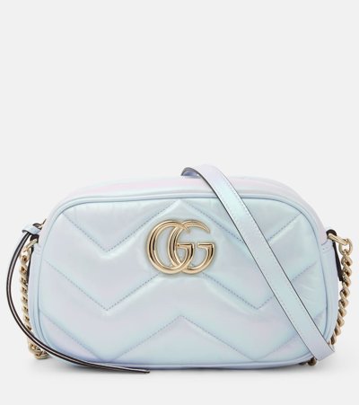 Gucci Gg Marmont Small Leather Shoulder Bag In Blue