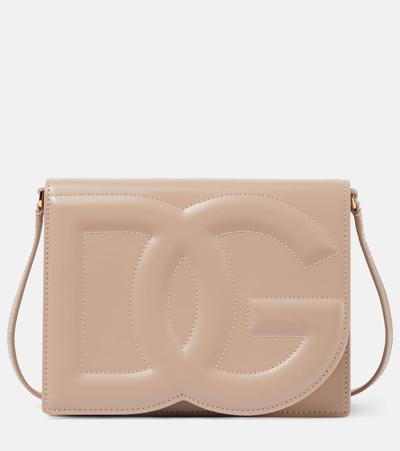 Dolce & Gabbana Embossed Leather Shoulder Bag In Ivory