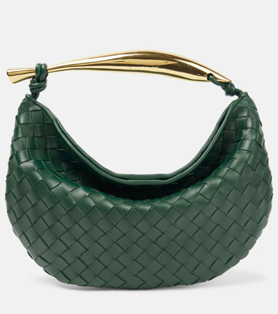 Bottega Veneta Sardine Intrecciato Leather Shoulder Bag In Grün