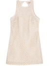 Twinset Beaded Mesh Minidress In Beige