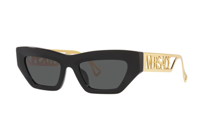 Pre-owned Versace Cat Eye Sunglasses Black/grey (ve4432u)