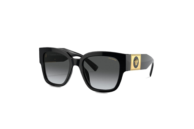 Pre-owned Versace Square Polarized Sunglasses Black/gold (4437-u)