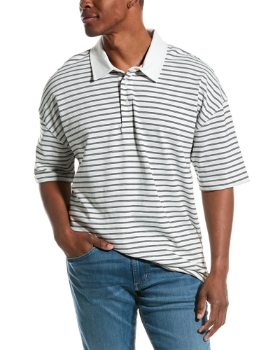 Allsaints Ave Short Sleeve Polo Shirt In White Stripe