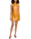 Staud Sicily Faux-leather Halterneck Dress In Yellow