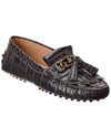 Shop Tod's Gommini Croc-embossed Leather Loafer In Grey