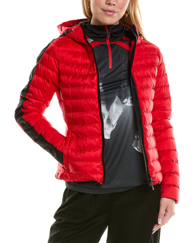 Bogner Paloma Striped Shell Hooded Jacket In Red