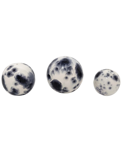 Sagebrook Home Set Of 3 Galaxy Orbs In White