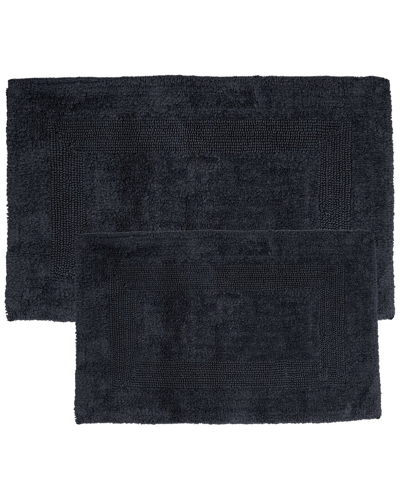 Lavish Home 2pc Cotton Plush Bathroom Mat Rug Set In Black