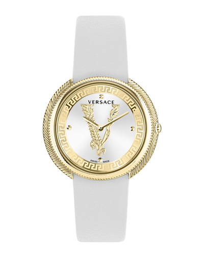 Versace Thea Leather Watch In Multi