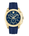 Versace Men's Swiss Chronograph Geo Blue Silicone Strap Watch 43mm