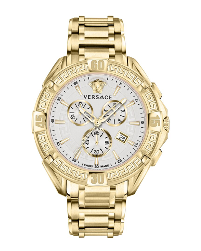 Versace V-greca Chrono Bracelet Watch In Gold