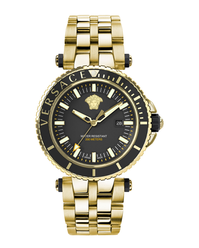 Versace V-race Quartz Black Dial Mens Watch Veak00618 In Black / Gold Tone