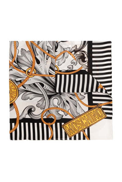 Moschino Graphic-print Silk Scarf In White