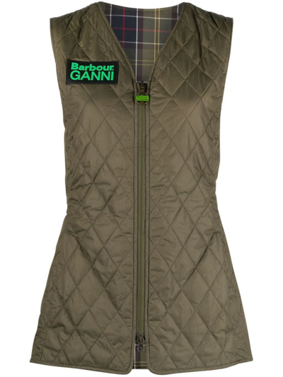 Barbour X Ganni Reversible Betty Liner Vest In Gn51
