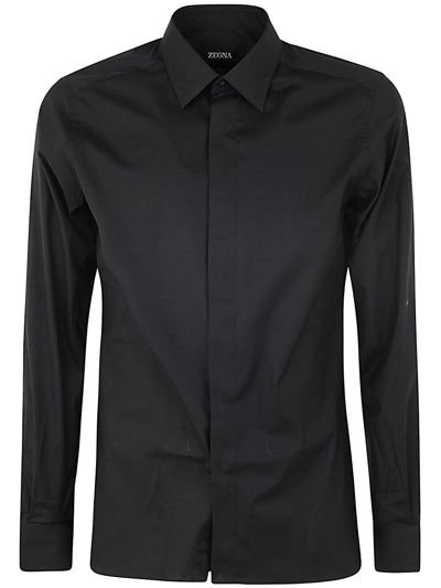 Zegna Shirt In Black Cotton
