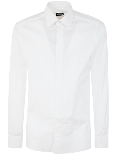 Zegna Stretch Cotton Shirt In White