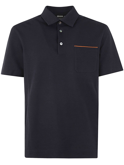 Zegna Pure Cotton Polo In Navy