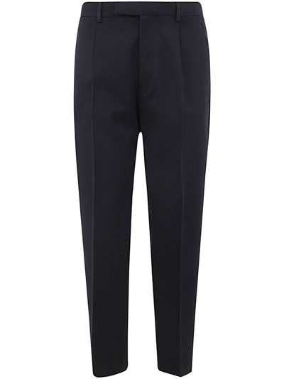 Zegna Cotton And Wool Trousers In Blue