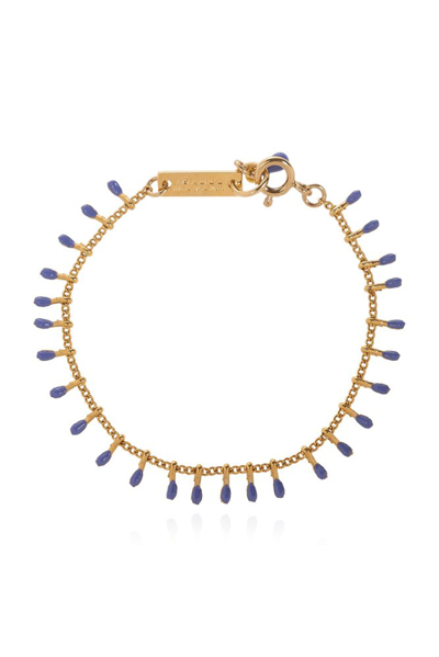 Isabel Marant Logo Engraved Beaded Bracelet In Gold