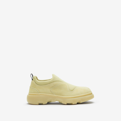 Burberry Suede-blend Slip-on Trainers In Neutrals
