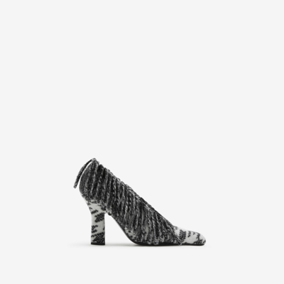 Burberry Check Wool Sweep Pumps In Black