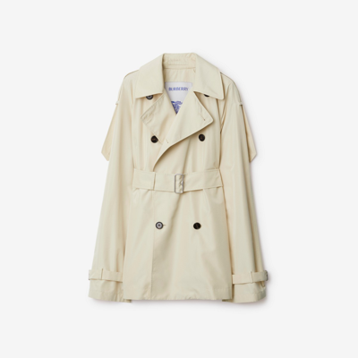 Burberry White Notched Lapel Double-breasted Trench Coat