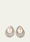 BEN-AMUN SILVER CRYSTAL CLIP ON EARRINGS WITH PEARLY CENTER