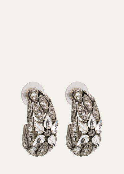 Ben-amun Silver Crystal Hoop Earrings In Metallic