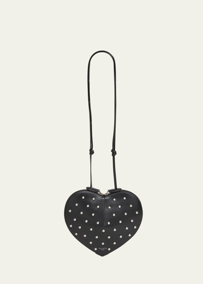 Alaïa Le Coeur Pearly Leather Crossbody Bag In 999 Noir