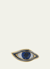 VRAM 18K YELLOW GOLD AND SILVER EYE OF CHRONA RING WITH WHITE DIAMONDS, SAPPHIRES AND BLACK DIAMONDS