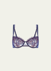 Simone Perele Singuliere Embroidered Tulle Demi Bra In Midnight