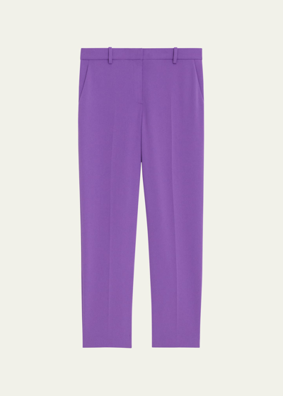 Theory Treeca 4 Admiral Crepe Tailored Crop Trousers In Bright Peony