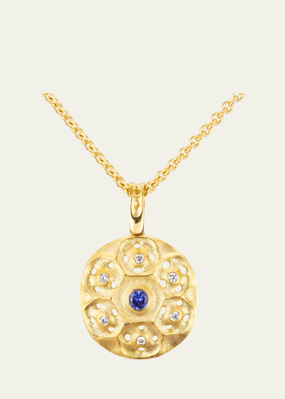 Alex Sepkus Rose Window 18k Yellow Gold Pendant With Sapphire And Diamonds
