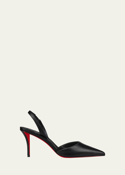 Christian Louboutin Apostropha Leather Slingback Red Sole Pumps In Black