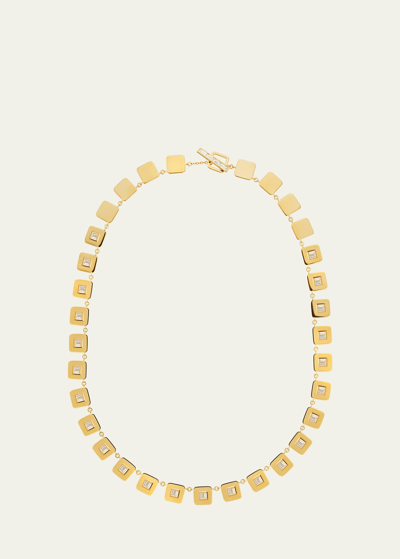 Ileana Makri 18k Yellow Gold Tile Necklace With White Diamond Baguettes In Yg