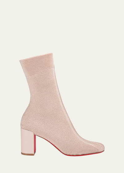 Christian Louboutin Beyonstage Red Sole Knit Boots In Lechelin Leche