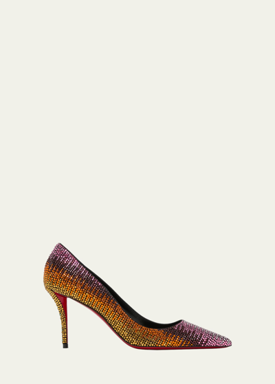 Christian Louboutin Apostropha Ombre Strass Red Sole Pumps In Mix Multilin Blac