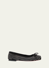 Christian Louboutin Mamadrague Strass Bow Red Sole Ballerina Flats In Black/crystal