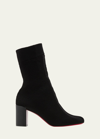 CHRISTIAN LOUBOUTIN BEYONSTAGE RED SOLE KNIT MID-CALF BOOTS