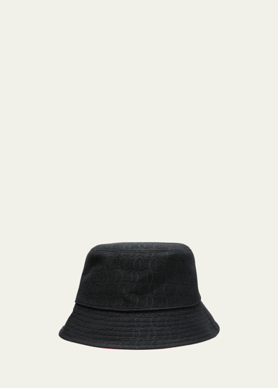 Christian Louboutin Men's Bobino Jacquard Monogram Bucket Hat In Black