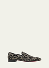 Christian Louboutin Dandy Chick Orlato Embroidered Velour Loafer In Black